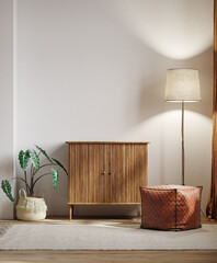 Living room interior background  in farmhouse style, 3d render © artjafara