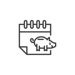 Financial calendar line icon