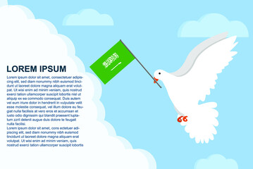 Saudi Arabia peace concept with text area, Dove of Peace bird with Saudi Arabia flag, peace day template
