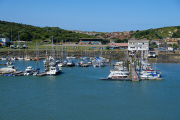 Fototapeta na wymiar Boats and yachts in harbour, Newhaven, East Susssex