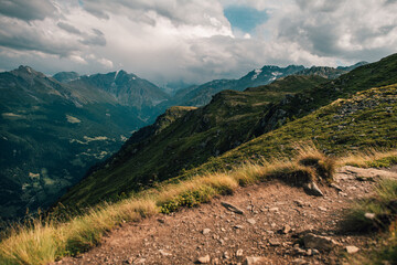 landscape mountains with clouds in the Alps Switzerland