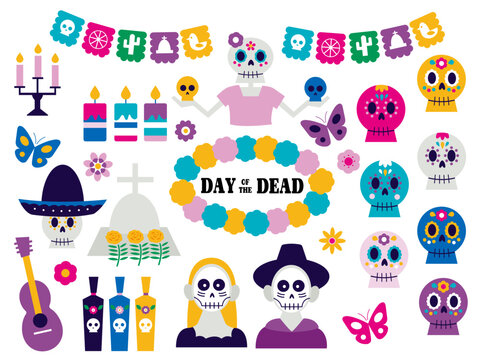 メキシコの死者の日のイラスト素材セット
