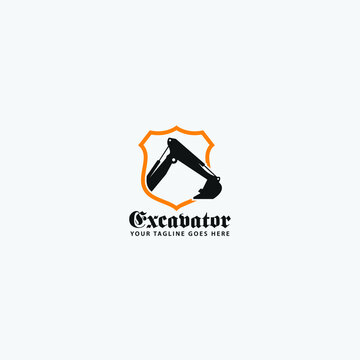 Excavators construction machinery logo vector image