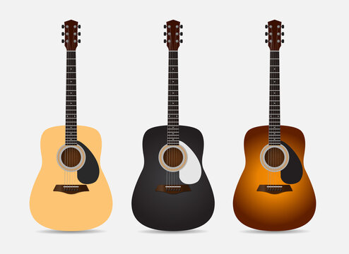 Collection of guitar design icon vector. Wonderful guitar cartoon vector