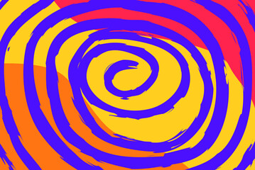Naklejka premium Purple circle on colorful abstract background with pastel colors, chaotic circle background, yellow orange red colored swirl pattern backdrop
