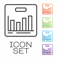 Black line Pie chart infographic icon isolated on white background. Diagram chart sign. Set icons colorful. Vector