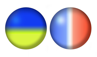 Drapeaux Ukraine et France en boutons