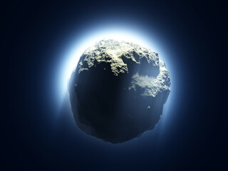 Obraz premium Asteroid rast durch den Weltraum