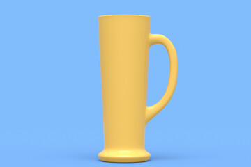 Frosty glass of fresh draft beer isolated on a blue monochrome background.