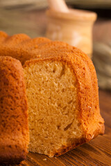 brown mold cake sliced