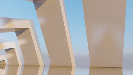 Fototapeta premium Architecture background geometric shapes in design interior 3d rende