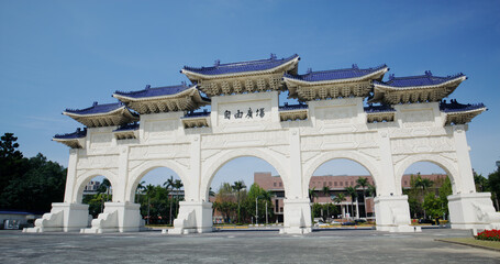 The front gate of Chiang Kai shek Memorial Hall in Taiwan