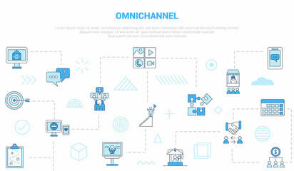 Fototapeta na wymiar omnichannel concept with icon set template banner with modern blue color style