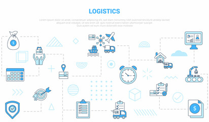 Fototapeta na wymiar logistics concept with icon set template banner with modern blue color style