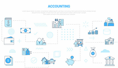 Fototapeta na wymiar accounting concept with icon set template banner with modern blue color style