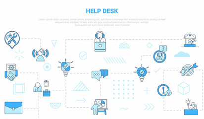 Fototapeta na wymiar help desk concept with icon set template banner with modern blue color style