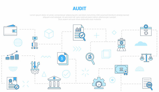 audit concept with icon set template banner with modern blue color style