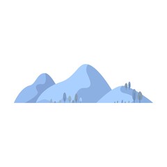Fototapeta na wymiar Landscape mountains and rock flat icon. Cartoon snowy mountain, peak, hill top vector illustration