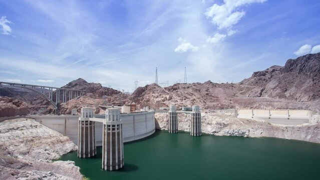 Time lapse of clouds moving over Hoover dam 
