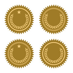 Golden wax seals. Vector icons set.