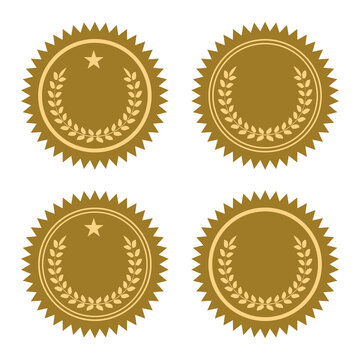 Golden wax seals. Vector icons set.