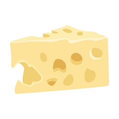 Milk food. Slice of cheese, butter brick, sour cream in pot. Vector illustration for dairy product