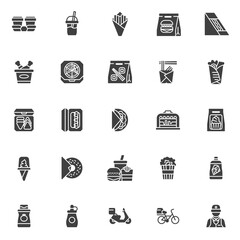 Take-out food vector icons set