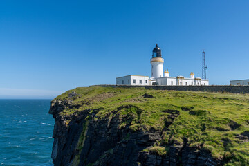 Fototapeta na wymiar view of the Noss Head Lighthouse in Caithness in the Scottish Highlands