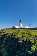 Fototapeta na wymiar vertical view of the Noss Head Lighthouse in Caithness in the Scottish Highlands