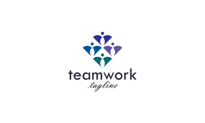 Teamwork logo design concept for business identity.