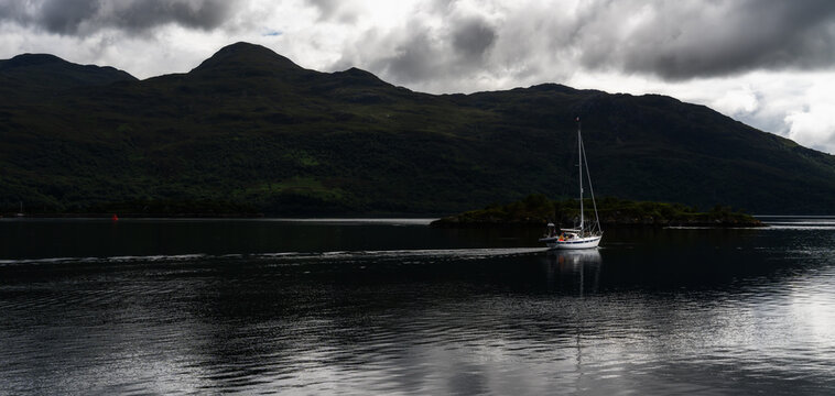sailboat on Loch Alsh in the Scottish Highlands