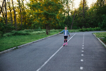Girl riding roller skates in the park