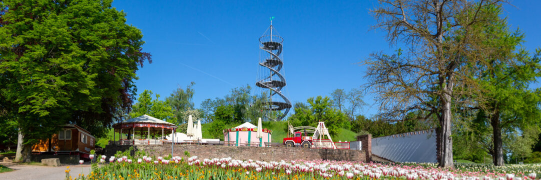 Tower in Killesberg park panorama Stuttgart, Germany