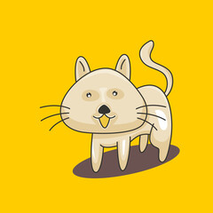 Vector illustration of a cute cat smiling happy with a unique pose