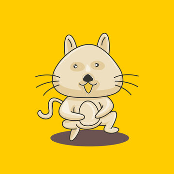 Vector illustration of a cute cat smiling happy with a unique pose