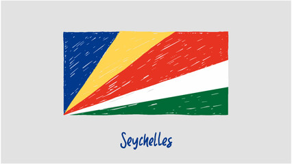 Seychelles Flag Marker or Pencil Sketch Illustration Vector