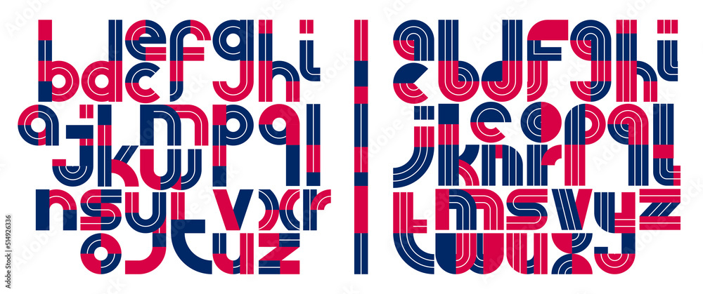Fototapete abstract geometric original font vector typeset, logo creation alphabet minimal tech linear geometry