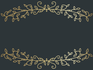 煌びやかな金色のグラデーションの葉のフレーム