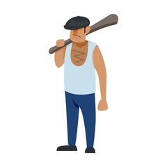 Killer and criminal in hats, mafia boss, bodyguard, people in masks with pistols isolated on white. Gangster and mafia cartoon character vector illustration