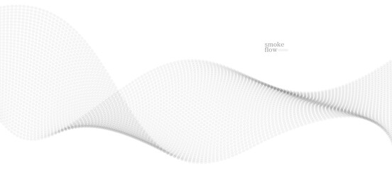 Vector abstract background with wave of flowing particles, smoke flowing light grey design, smooth and soft relaxing image.