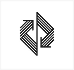 Arrow vector original logo isolated, pictogram symbol of double arrows dynamic sign, linear icon concept.