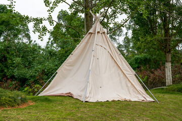 Close-up of large tent used for outdoor camping
