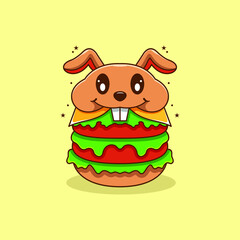 Burger mascot character logo design vector illustration