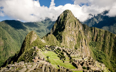 Inca ruins area at Pisac in Peru. Traveling to Soth America - obrazy, fototapety, plakaty