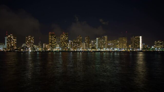 Time lapse of Honolulu Hawaii at night