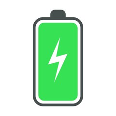 Phone battery charge status flat symbol. Recharge indicator, power loading isolated vector illustration. Smartphone UI symbol