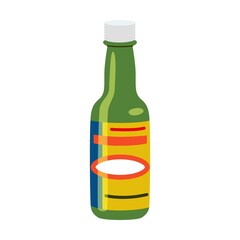 Spicy sauce vector illustration. Ketchup, hot tomato and chili sauces in bottles, red and yellow peppers isolated on white background
