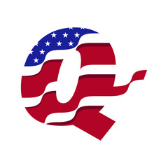 American Alphabet Flag Q