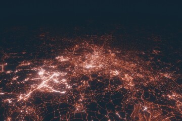 Dresden aerial view at night. Top view on modern city with street lights