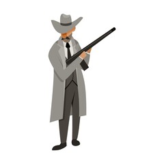 Gangster cartoon character vector illustration. Killers and criminals in hats, mafia boss, bodyguard, people in masks with pistols isolated on white